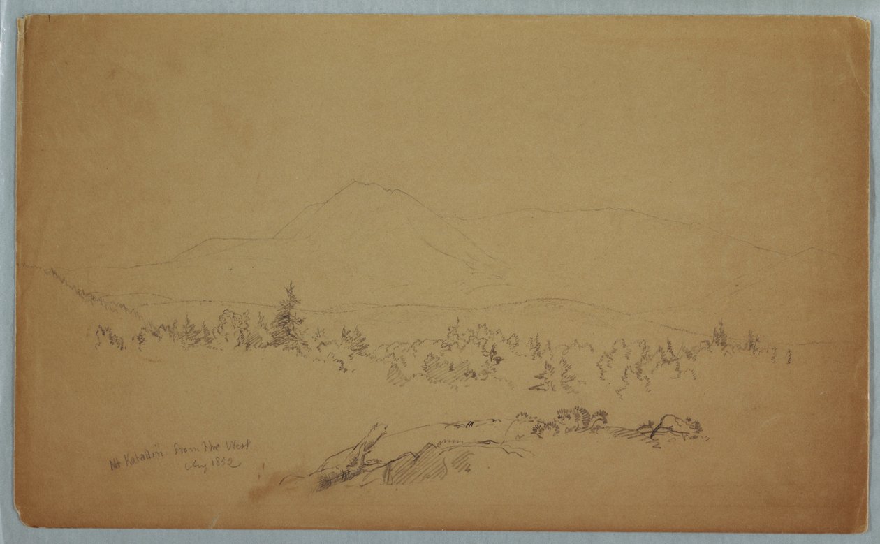 Piirros, "Mount Katahdin from the West" [Katahdin-vuorta kohti länteen katsoen], elokuu 1852. tekijältä Frederic Edwin Church