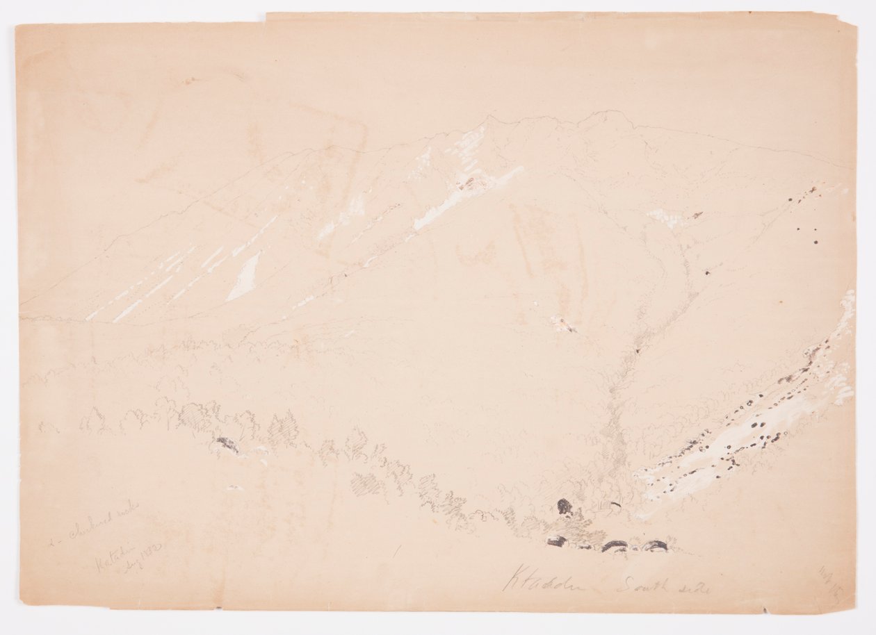 Piirros, Katahdin-vuori etelästä kuvattuna, elokuu 1852. tekijältä Frederic Edwin Church
