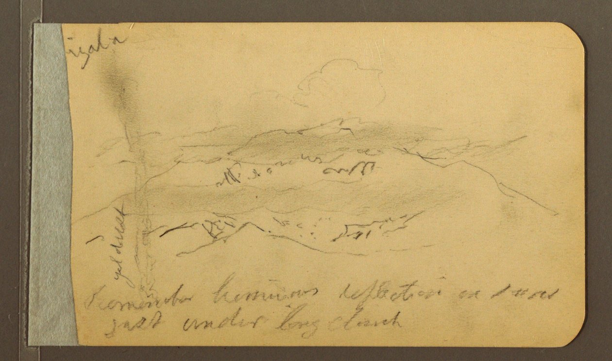 Piirros, vuoren kylki, 1889 tekijältä Frederic Edwin Church