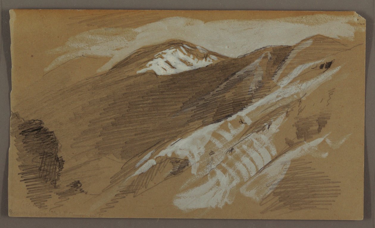 Piirros, vuoristomaisema, Jamaika, Länsi-Intia, elokuu 1868. tekijältä Frederic Edwin Church