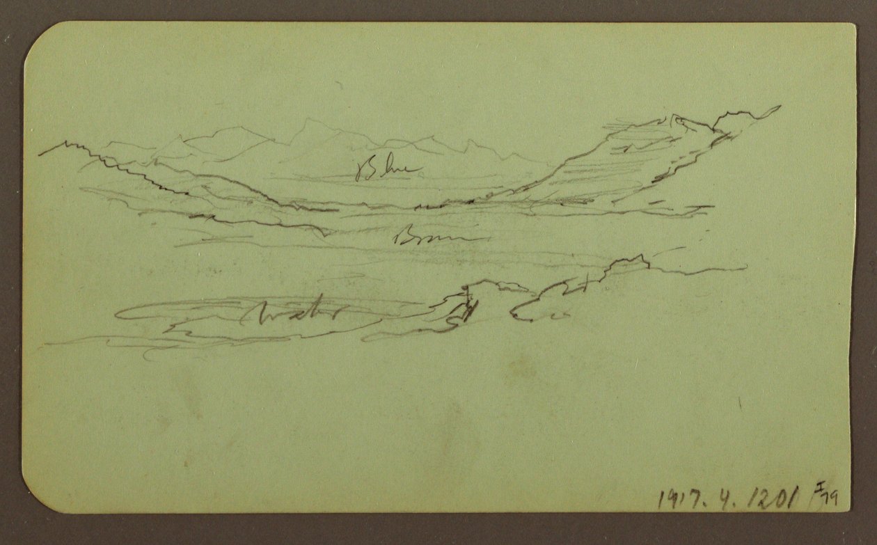 Piirros, vuoristomaisema; Kääntöpuoli: Maisema, 1883 tekijältä Frederic Edwin Church