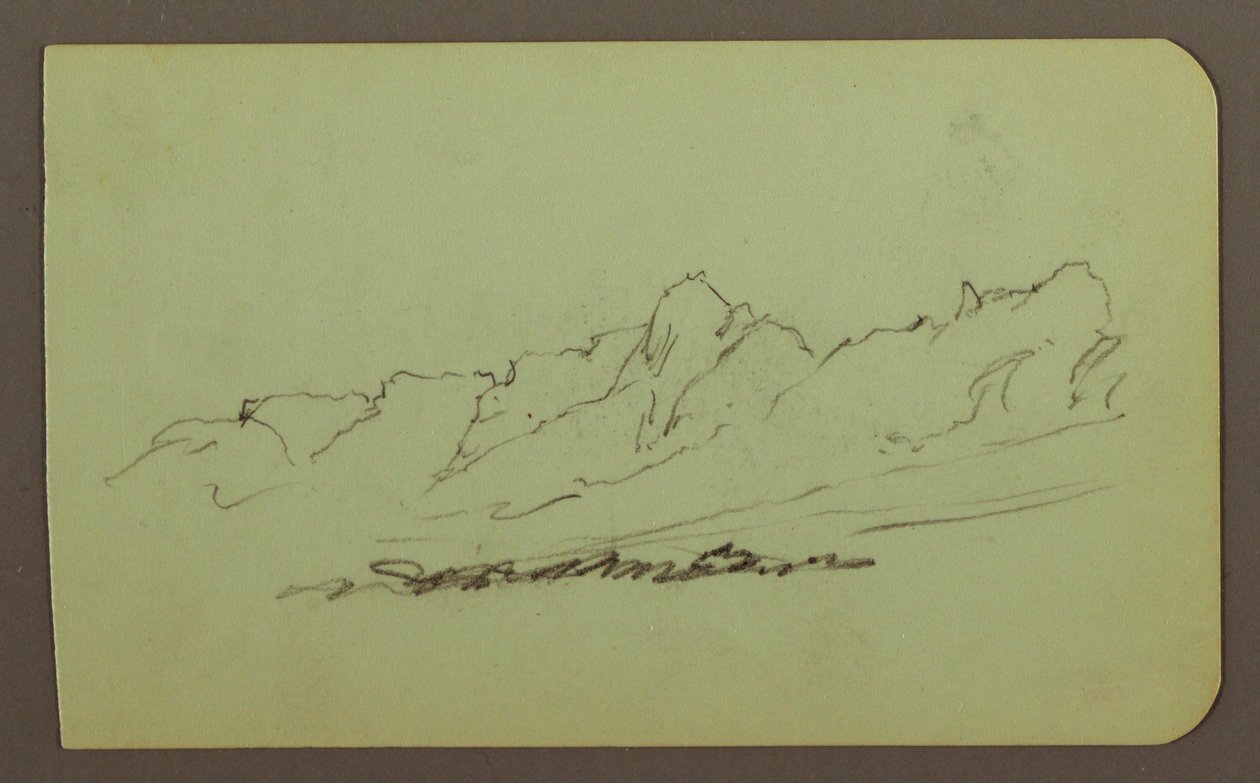 Piirros, vuoristomaisema; Kääntöpuoli: Vuoristo, hahmo, 1883 tekijältä Frederic Edwin Church