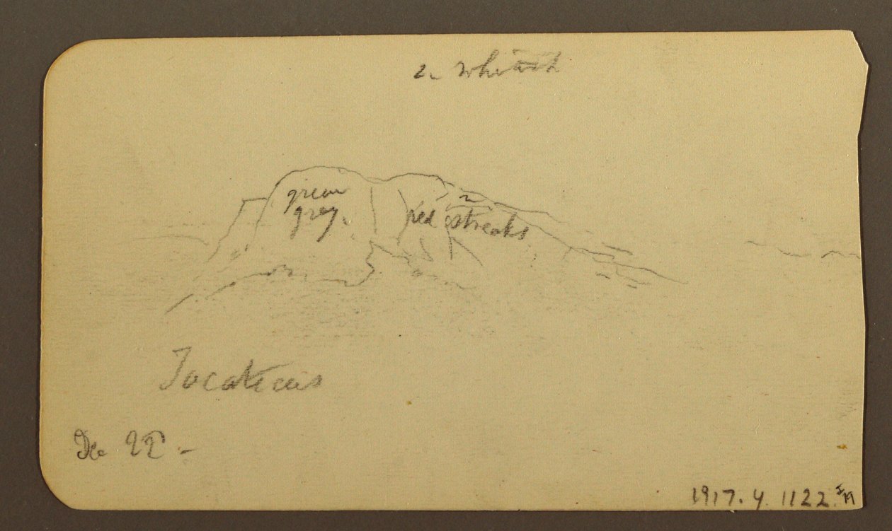 Piirros, vuoristomaisemia; Kääntöpuoli: Vuoren kylki, Tocatecas, 22. joulukuuta 1884. tekijältä Frederic Edwin Church