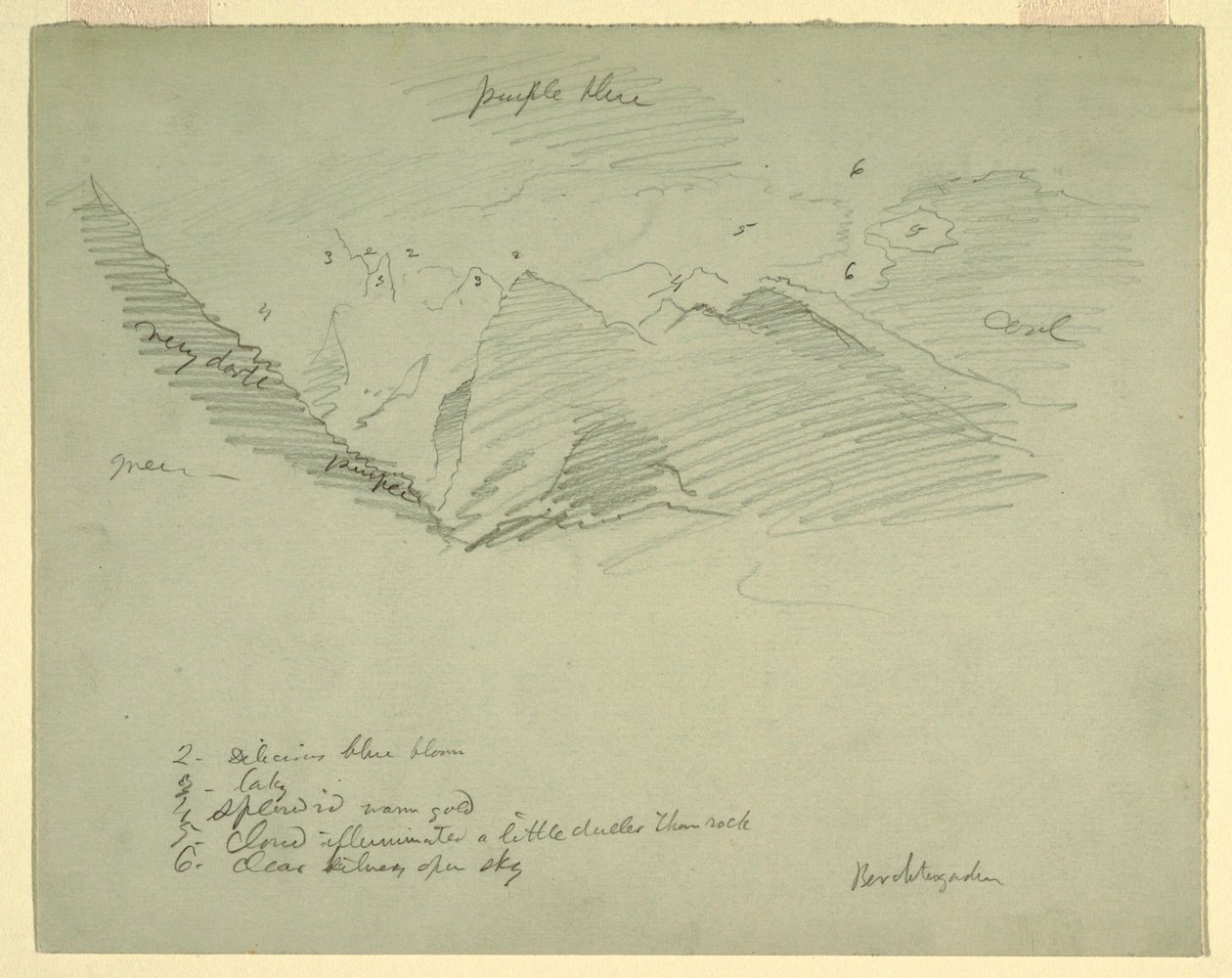 Piirros, Vuorenhuiput lähellä Berchtesgadenia, Baijeri, kesä-heinäkuu 1868. tekijältä Frederic Edwin Church