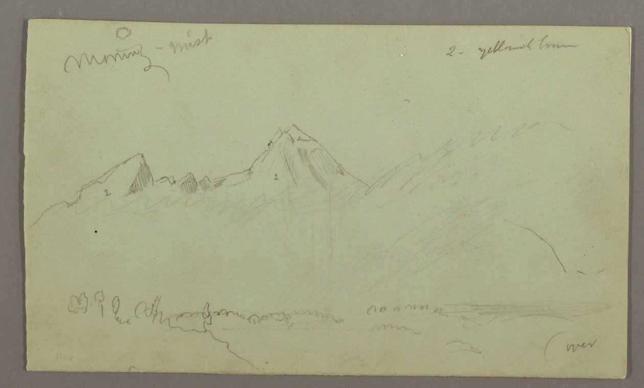 Piirros, Vuorenhuiput, mahdollisesti 1868 tekijältä Frederic Edwin Church