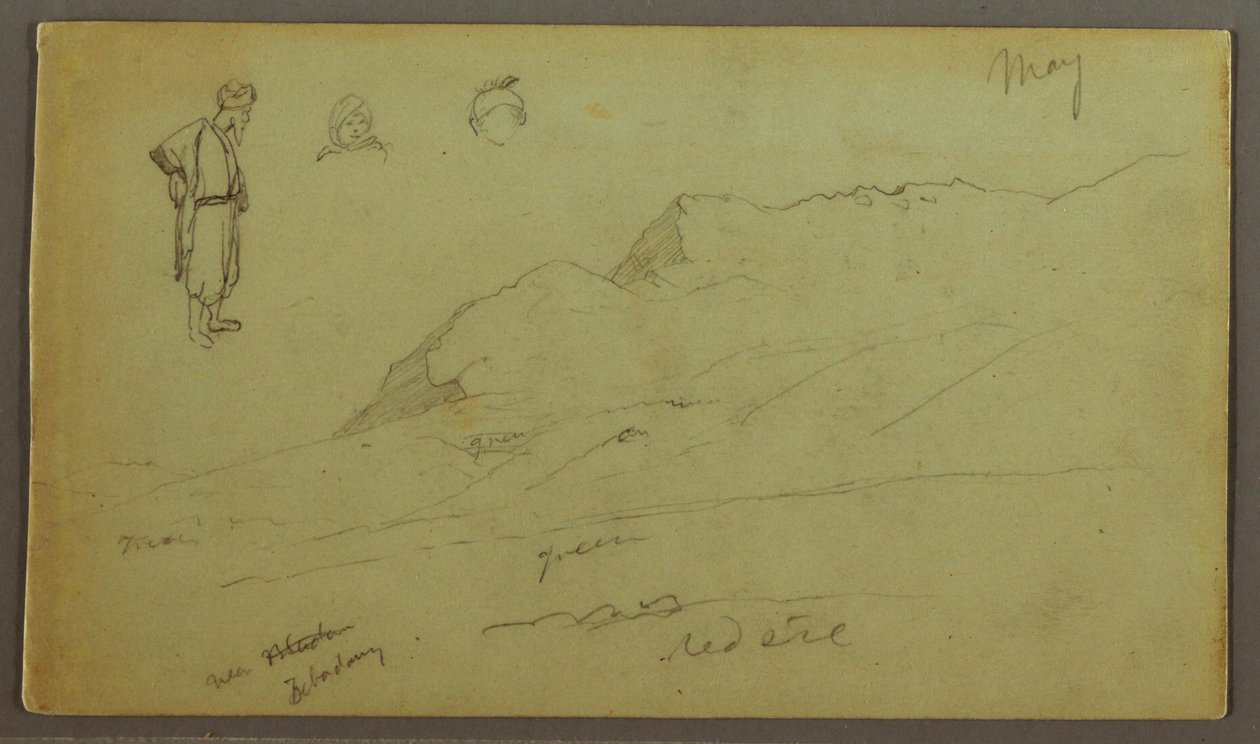 Piirros, Vuoristo, hahmo-opinnot, toukokuu mahdollisesti 1868 tekijältä Frederic Edwin Church