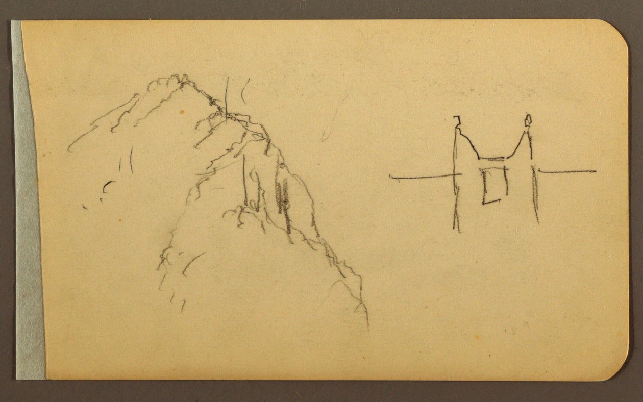 Piirustus, Mountain Side, tornitalo; Kääntöpuoli: Mountain Side, 1889. tekijältä Frederic Edwin Church