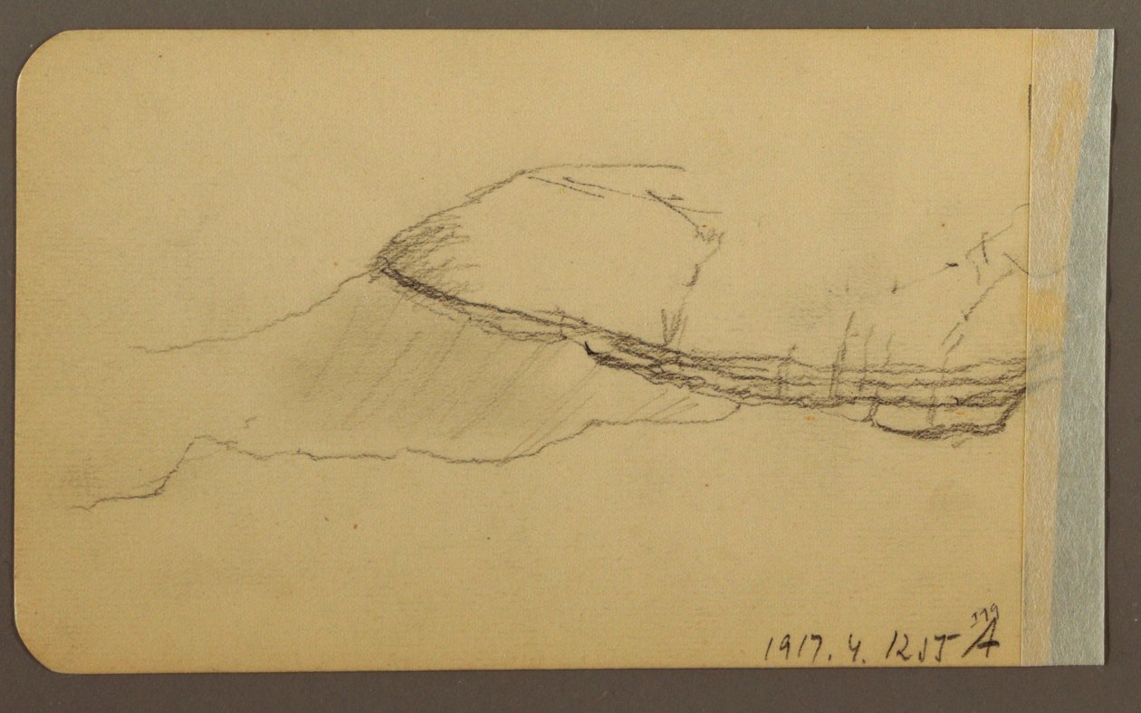 Piirustus, Mountain Side, tornitalo; Kääntöpuoli: Mountain Side, 1889. tekijältä Frederic Edwin Church