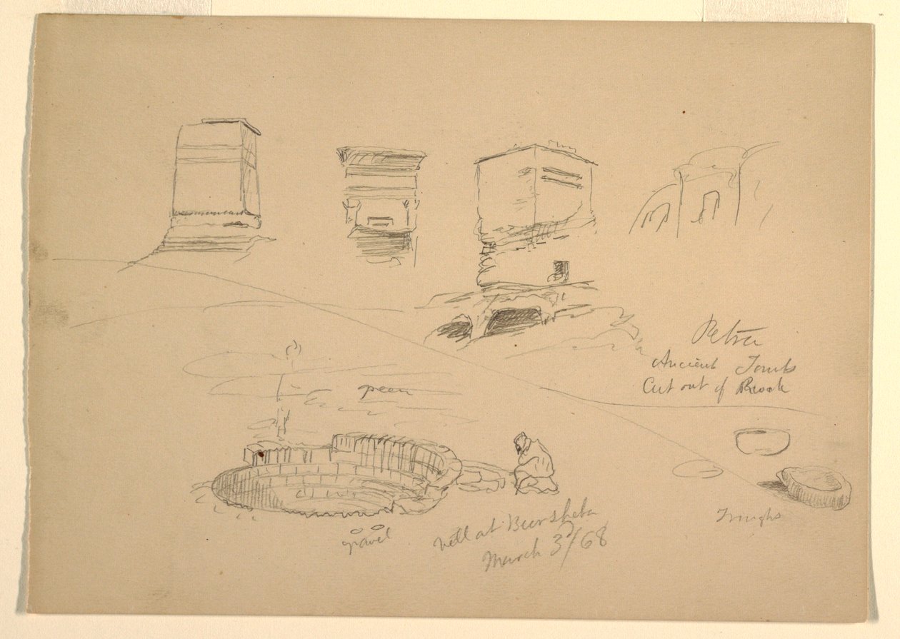 Piirros, vuori, Wady el-Arabah, 26. helmikuuta 1868. tekijältä Frederic Edwin Church
