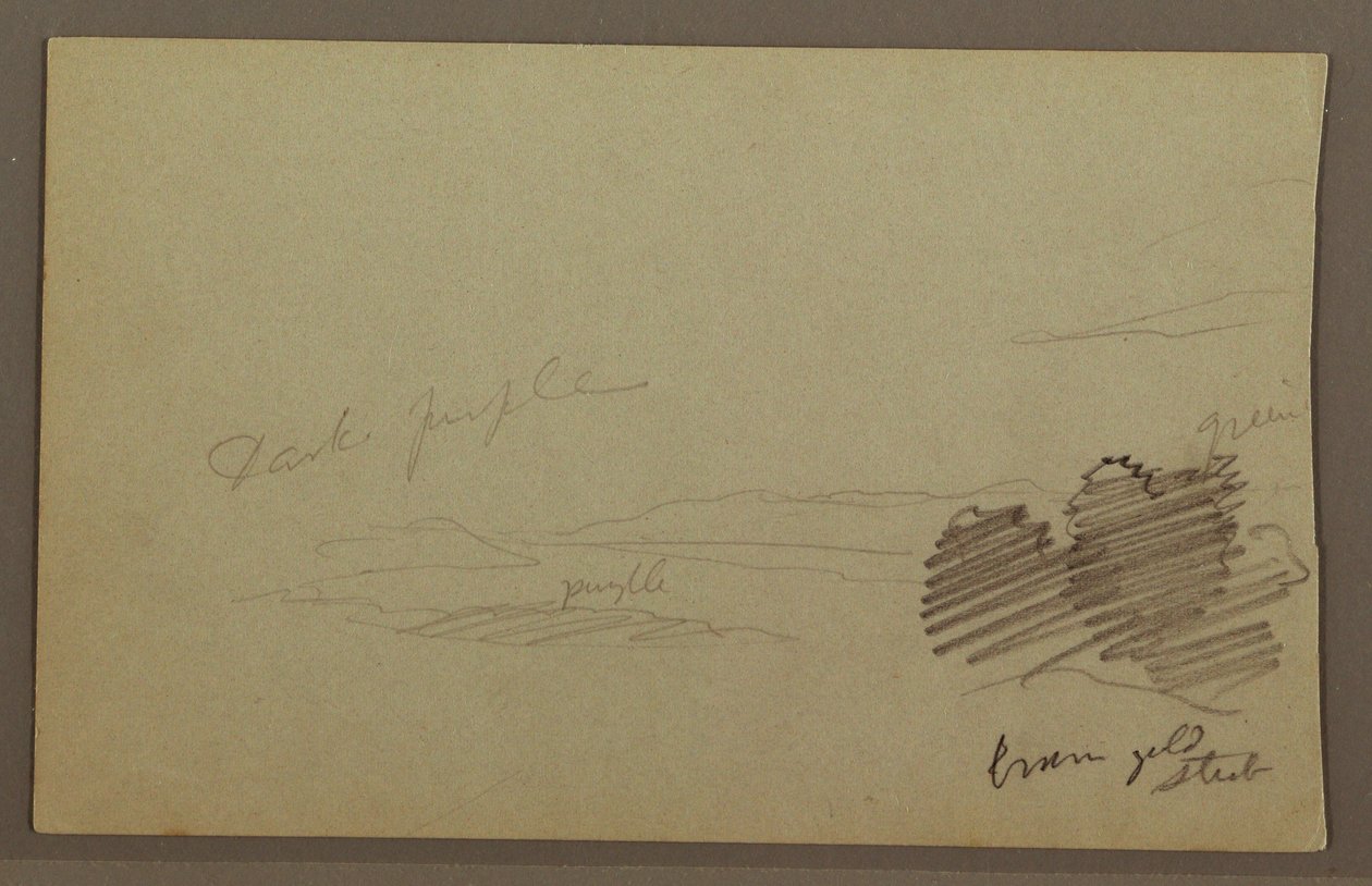 Piirros, Vuoristo, pilvi, mahdollisesti 1860-luku tekijältä Frederic Edwin Church