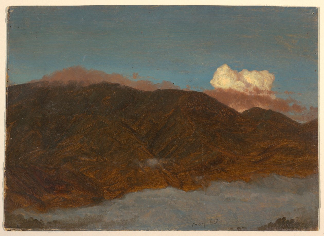Piirros, vuoristomaisema, toukokuu 1865 tekijältä Frederic Edwin Church