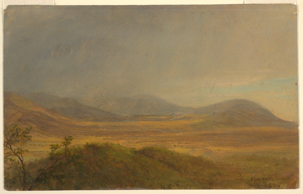 Piirros, vuoristomaisema, toukokuu 1865 tekijältä Frederic Edwin Church