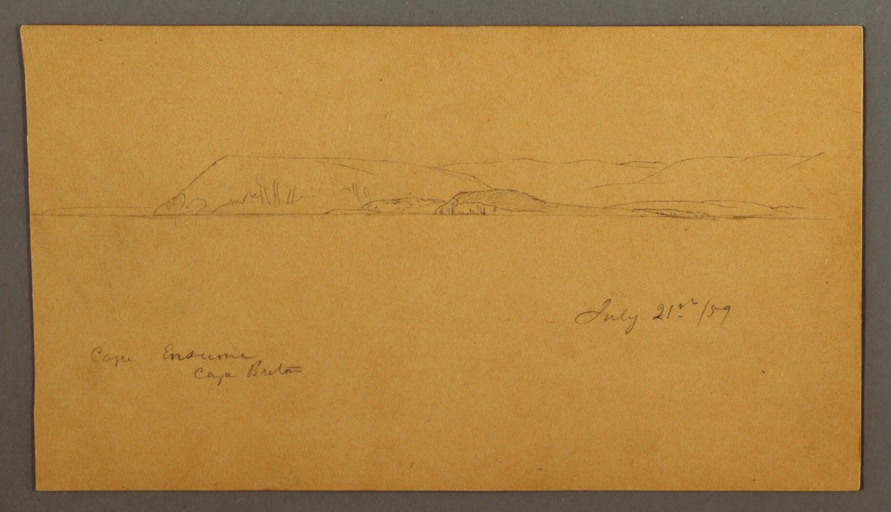 Piirros, Vuoristoinen rannikko, 21. heinäkuuta 1859. tekijältä Frederic Edwin Church