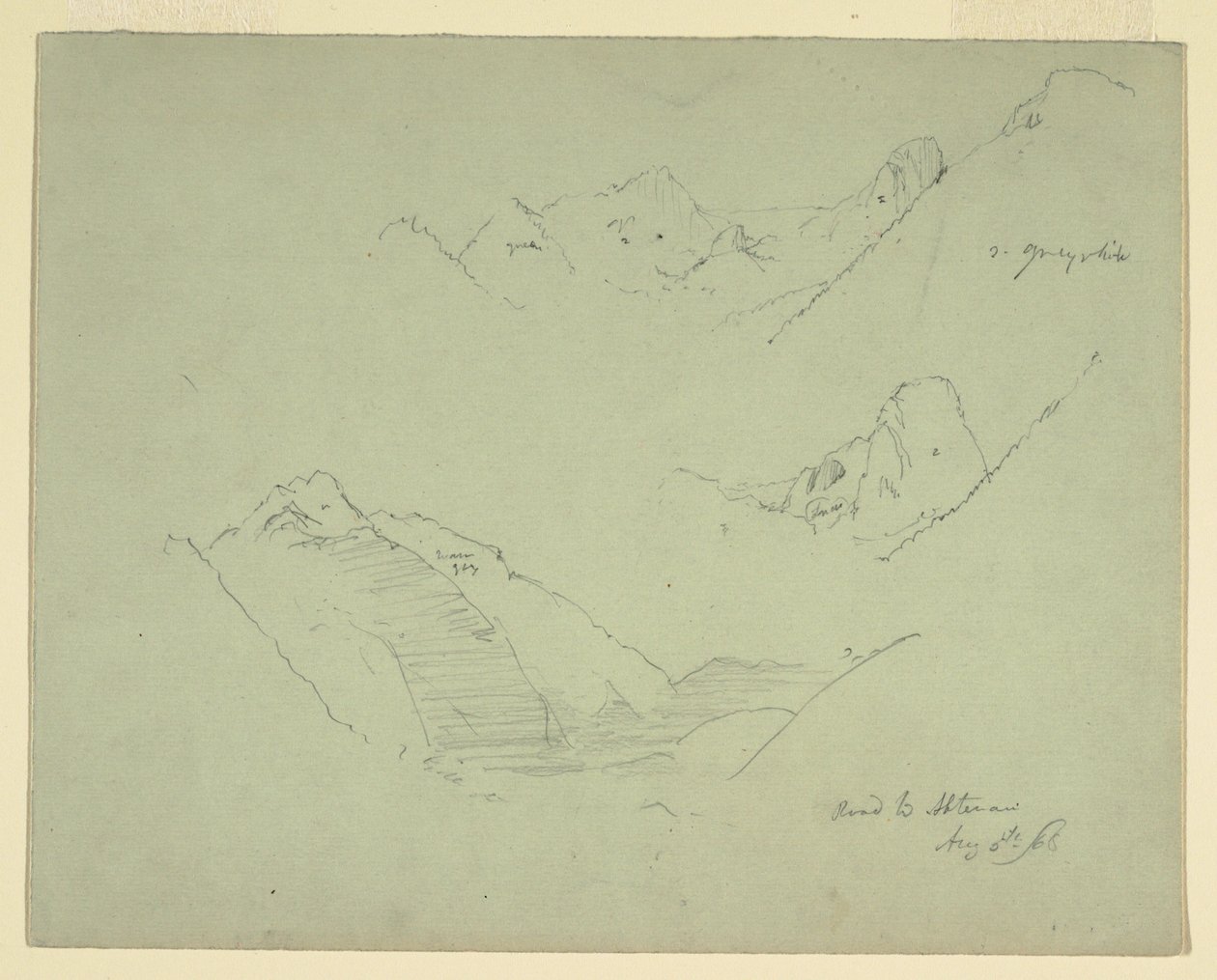 Piirros, vuoret lähellä Abtenauta, Salzkammergut, 5. elokuuta 1868. tekijältä Frederic Edwin Church