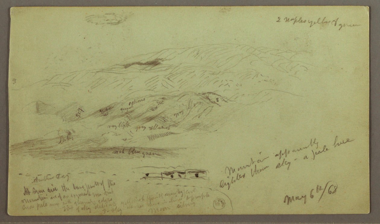 Piirros, Vuoristoselvitys, 6. toukokuuta 1868. tekijältä Frederic Edwin Church