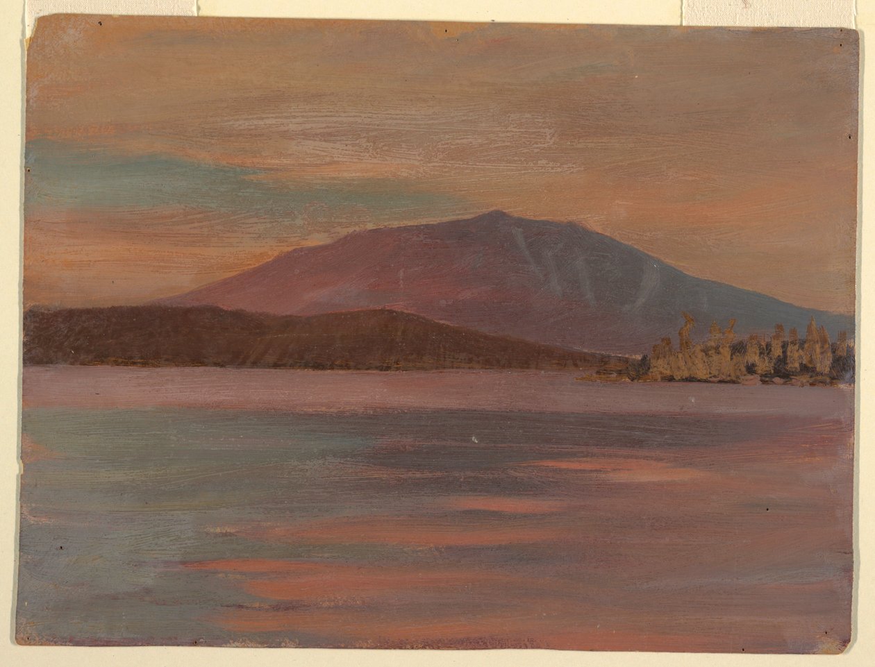 Piirros, Katahdin-vuori Togue Pondista, 1877. tekijältä Frederic Edwin Church
