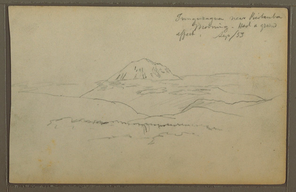 Piirros, Tunguragua-vuori, Riobamba, Ecuador, syyskuu 1853. tekijältä Frederic Edwin Church