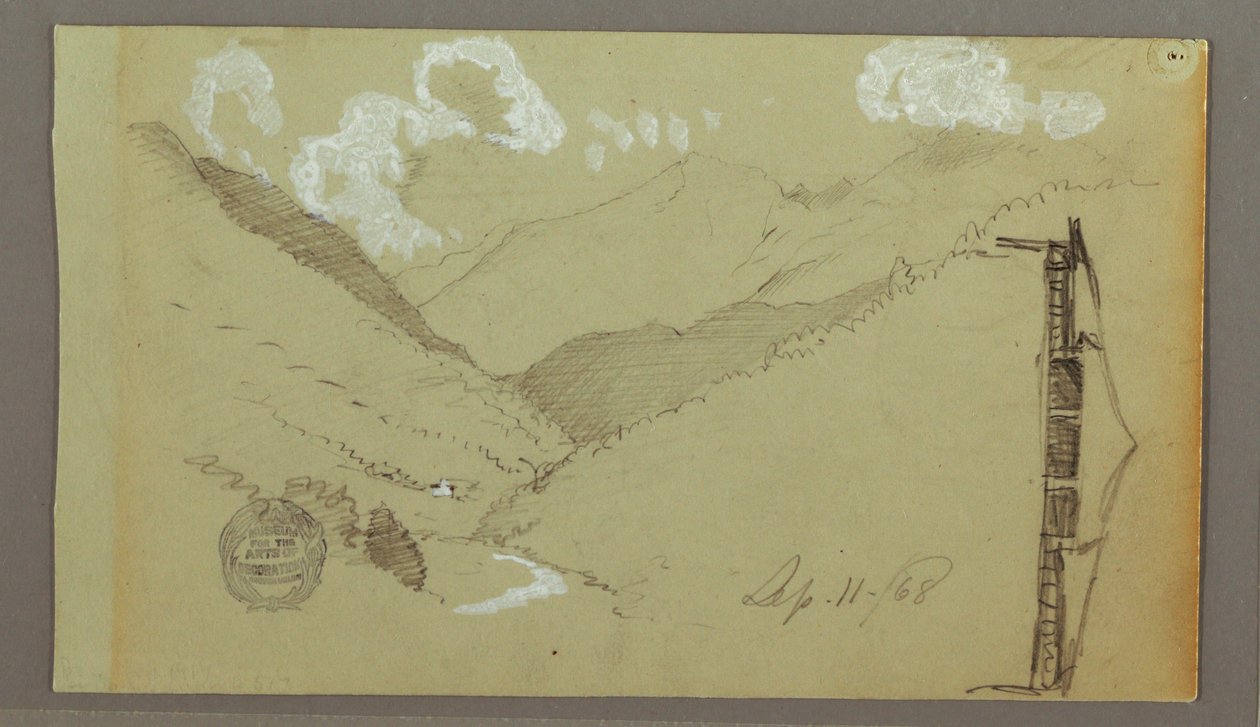 Piirustus, Kapea laakso, rakennus, 11. syyskuuta 1803. tekijältä Frederic Edwin Church