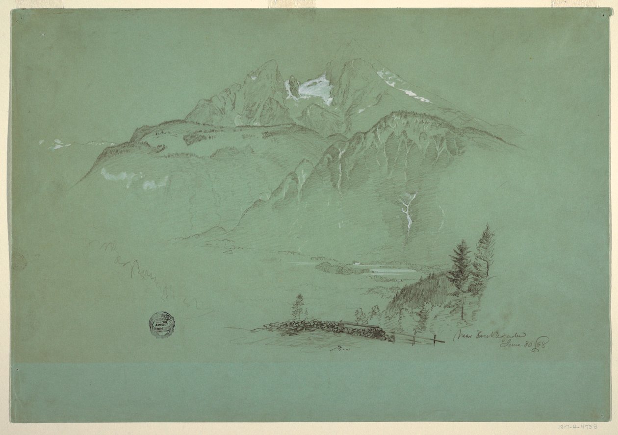 Piirros, Berchtesgadenin lähellä, Baijeri, 30. kesäkuuta 1868. tekijältä Frederic Edwin Church