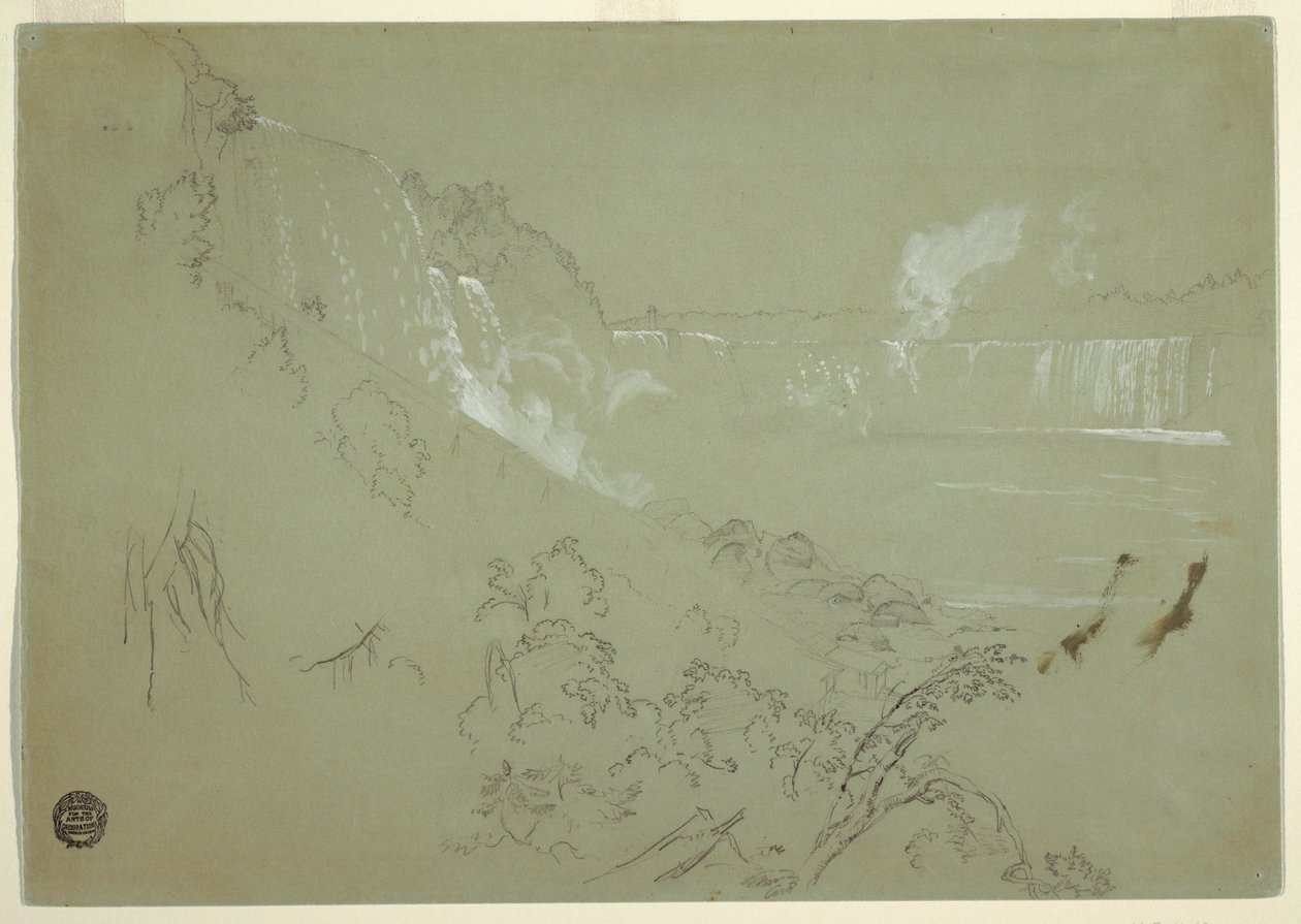 Piirros, Niagaran putoukset Prospect Pointin juurelta, 1856 tai 1858. tekijältä Frederic Edwin Church