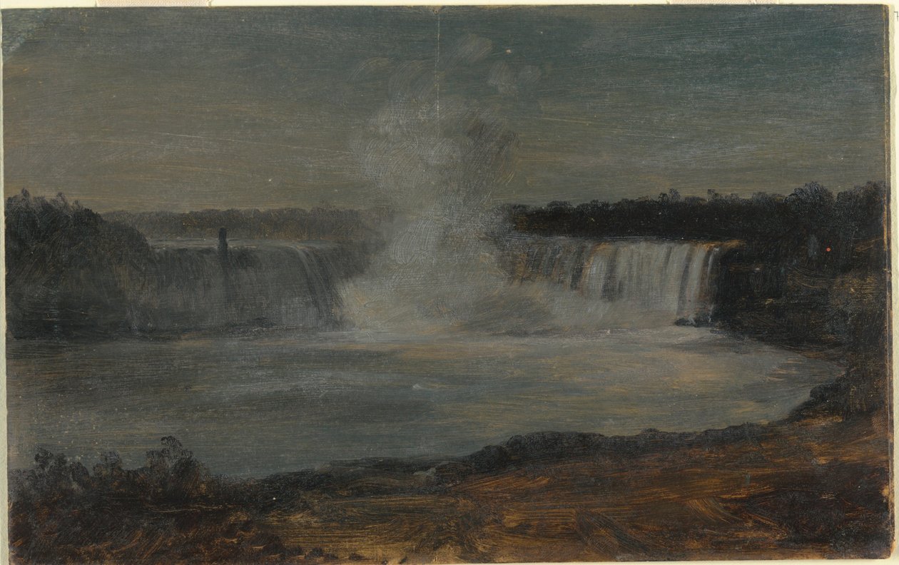 Piirros, Niagaran putoukset iltavalaistuksessa, syyskuu 1856. tekijältä Frederic Edwin Church