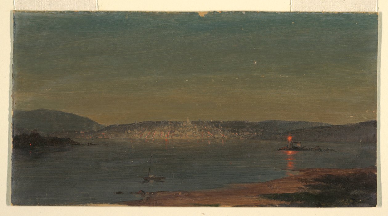 Piirros, Yönäkymä merisatamasta, luultavasti 1868-69. tekijältä Frederic Edwin Church