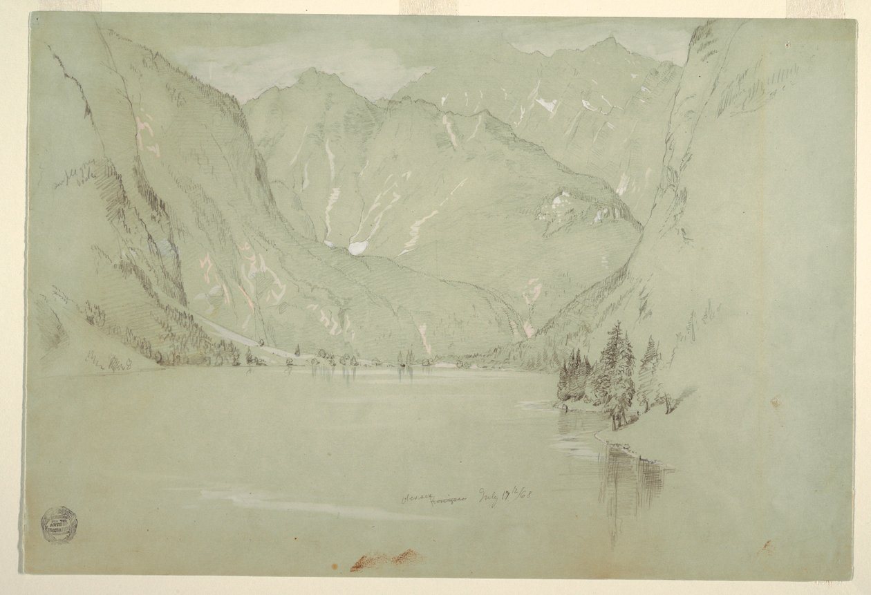 Piirros, Obersee, Berchtesgaden, Baijeri, 17. heinäkuuta 1868. tekijältä Frederic Edwin Church