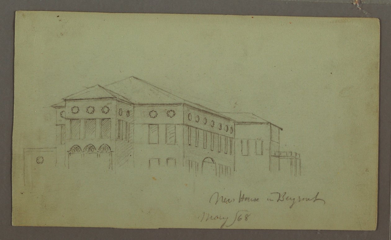 Piirros, Vanha talo, Beirut, 1868 tekijältä Frederic Edwin Church