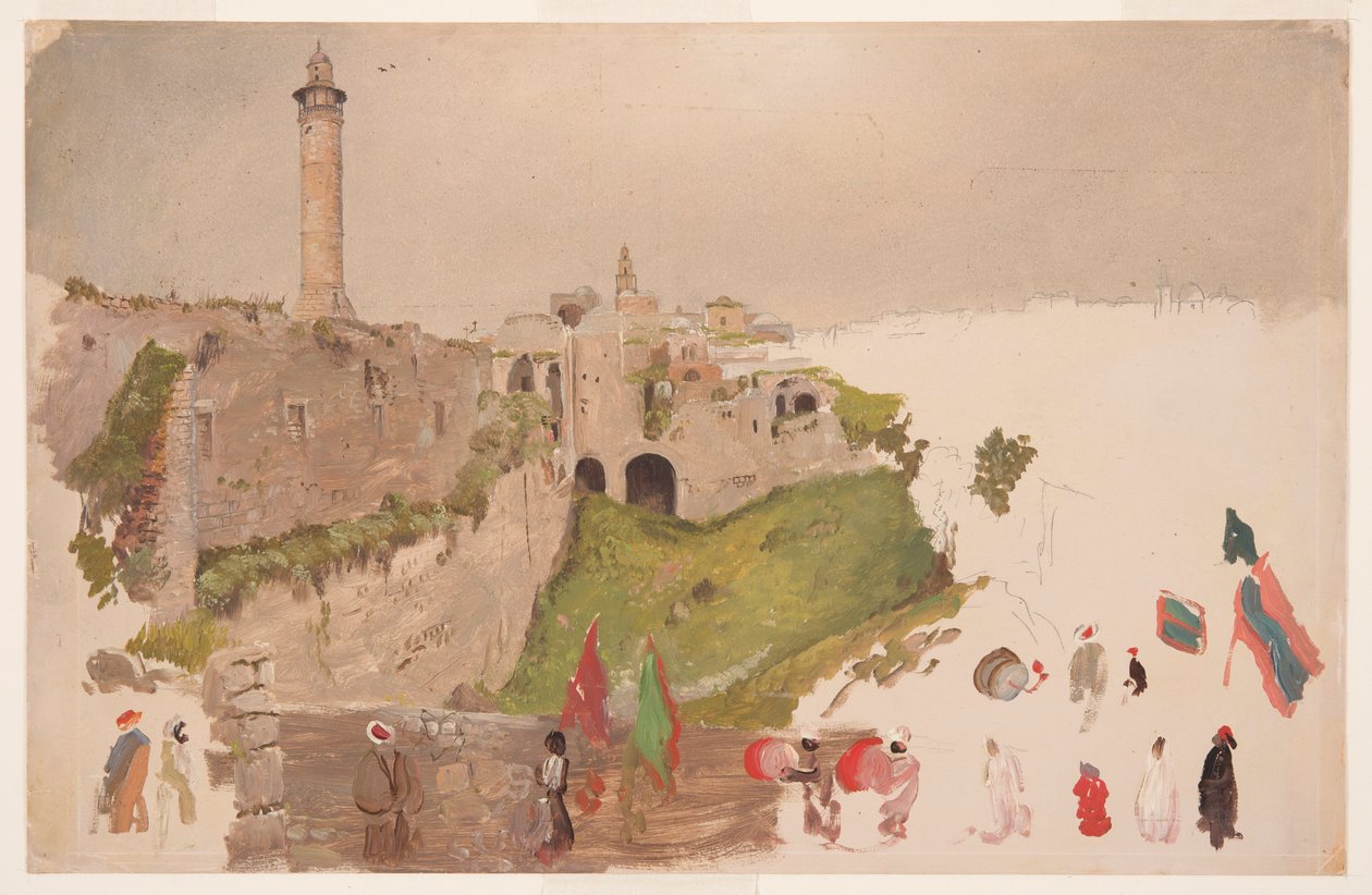 Piirros, Paraati saapuu kaupunkiin, Jaffa, maaliskuun alussa 1868. tekijältä Frederic Edwin Church