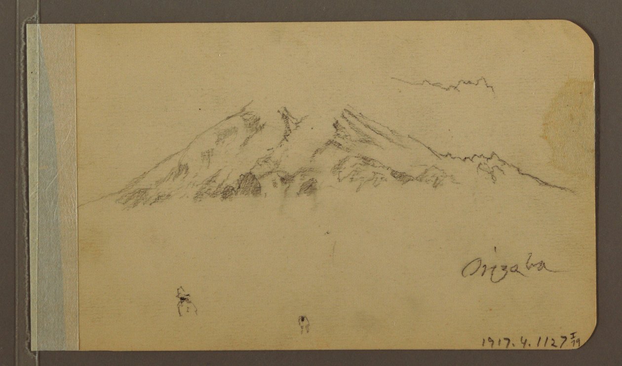 Piirros, Orizaban huippu, kuva; Kääntöpuoli: Tasanko ja vuoristoalueet, 1889 tekijältä Frederic Edwin Church