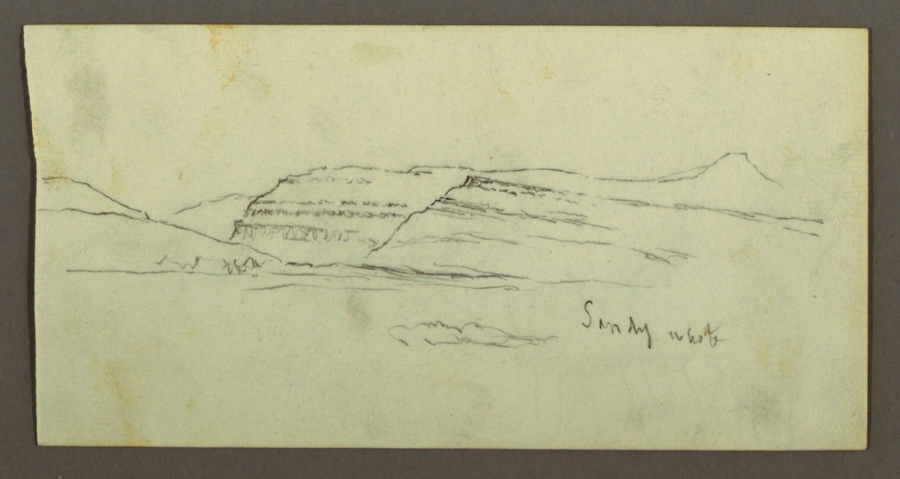 Piirros, tasanko ja vuoristo, mahdollisesti 1868 tekijältä Frederic Edwin Church