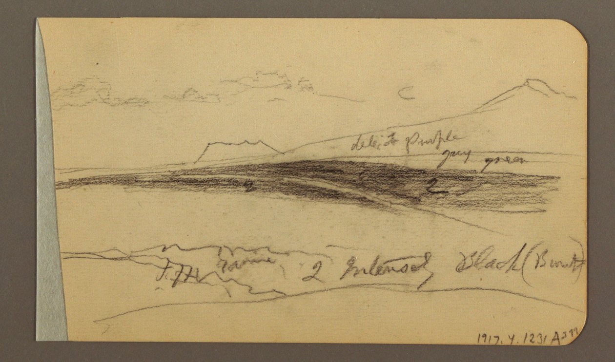 Piirros, tasanko, kukkula, kaupunki; Kääntöpuoli: Vuoristo, 1889 tekijältä Frederic Edwin Church