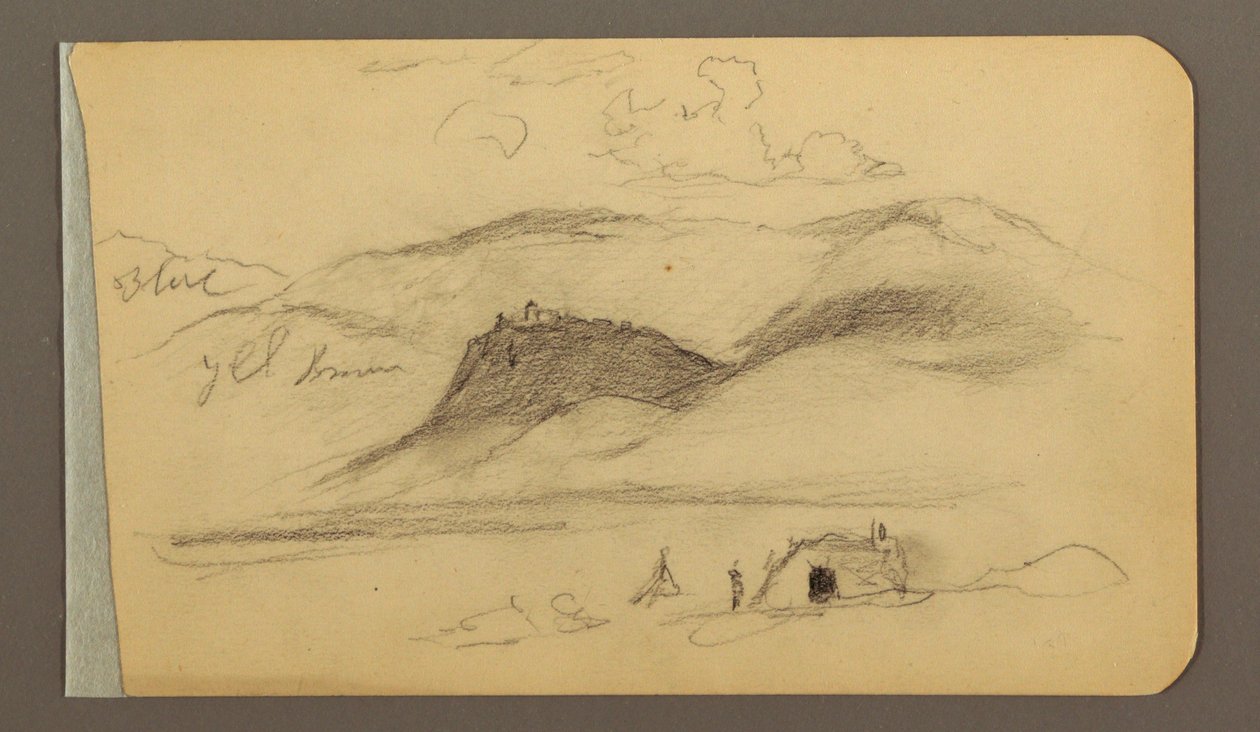 Piirros, tasanko, kukkula, kaupunki; Kääntöpuoli: Vuoristo, 1889 tekijältä Frederic Edwin Church