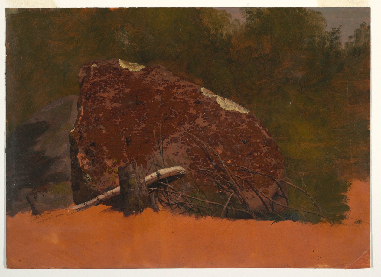Piirros, mahdollisesti Mt. Desert, Island, kallio, n. 1845. tekijältä Frederic Edwin Church