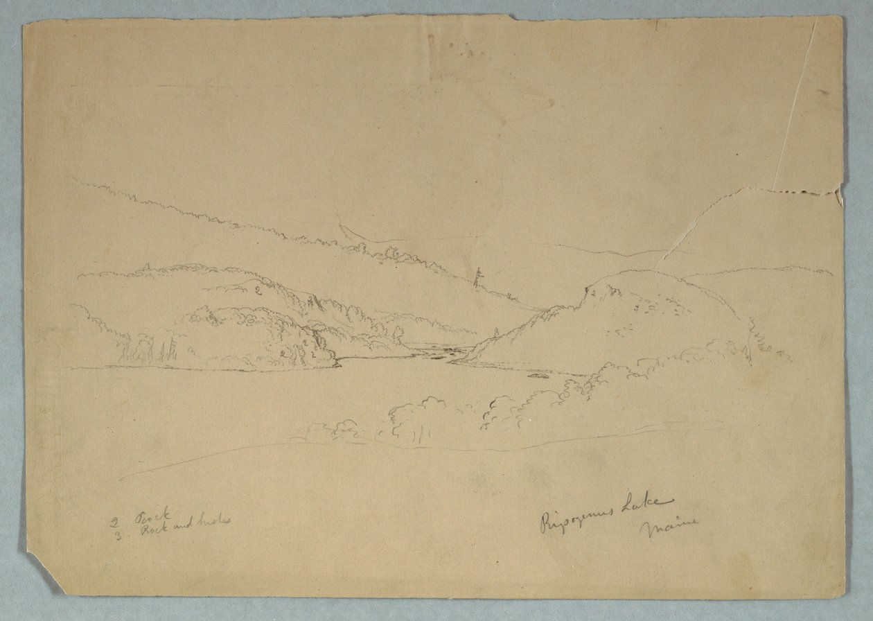 Piirros, Ripogenusjärvi, n. 1855. tekijältä Frederic Edwin Church