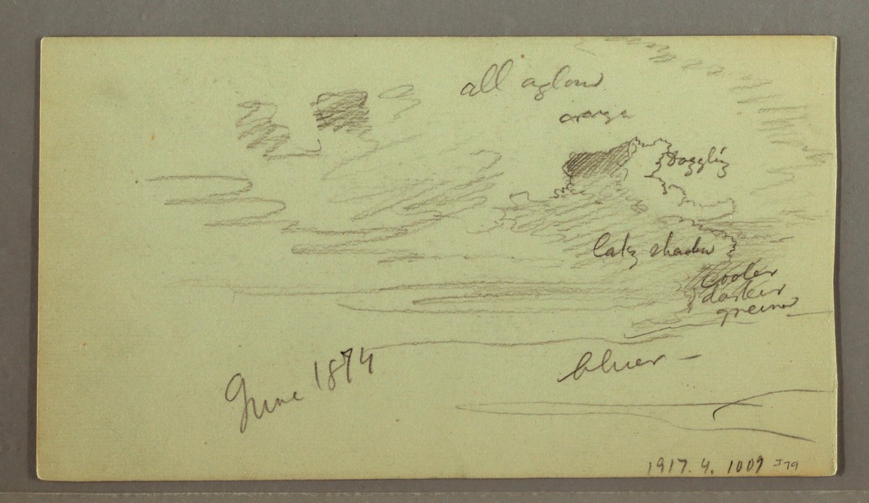 Piirros, Joki vuoren läpi, mahdollisesti 1874 tekijältä Frederic Edwin Church