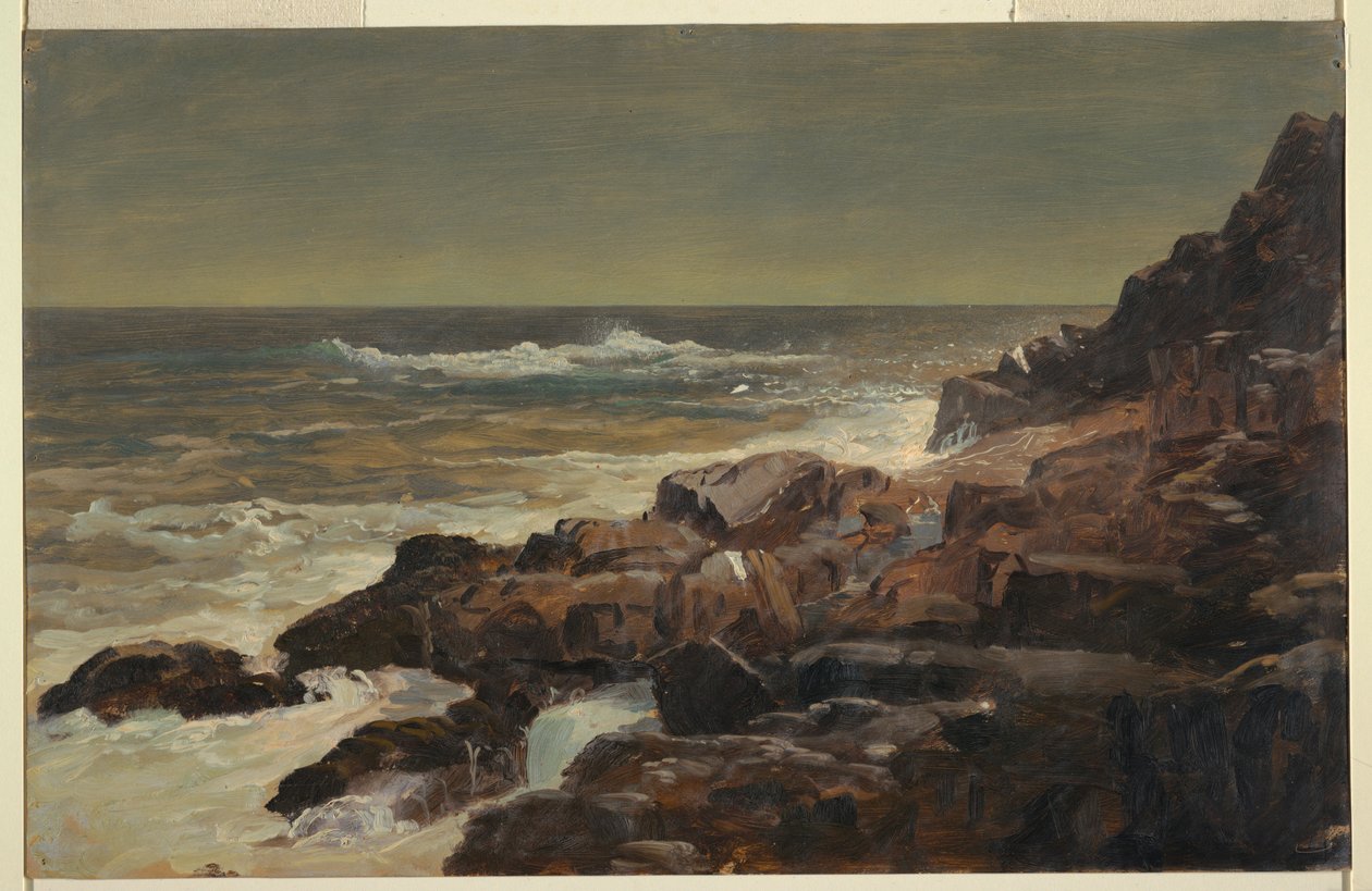 Piirros, Rocky Seashore, Maine, n. 1860. tekijältä Frederic Edwin Church