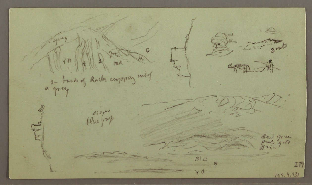 Piirustus, Rauniot, hahmotutkimus, 27. huhtikuuta 1868. tekijältä Frederic Edwin Church