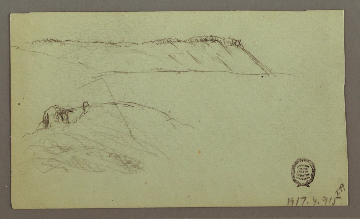Piirustus, Muurien ympäröimät rauniot, telttoja, kaksi hahmotutkimusta, 28. huhtikuuta 1868. tekijältä Frederic Edwin Church