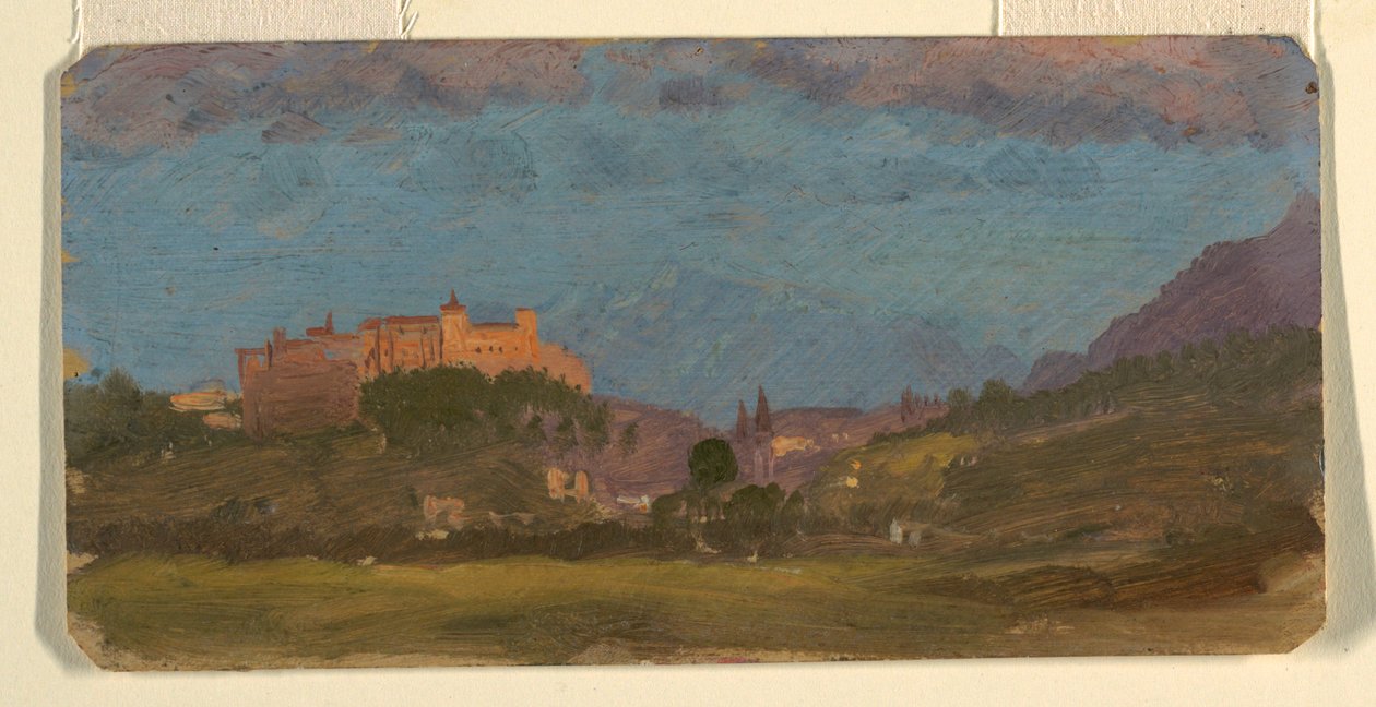 Piirros, Salzburg, Itävalta idästä, heinäkuu 1868. tekijältä Frederic Edwin Church