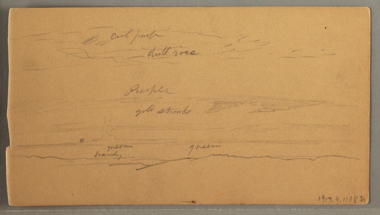 Piirros, Terävät vuorenhuiput, pilvinen taivas, kesäkuu 1874 tekijältä Frederic Edwin Church