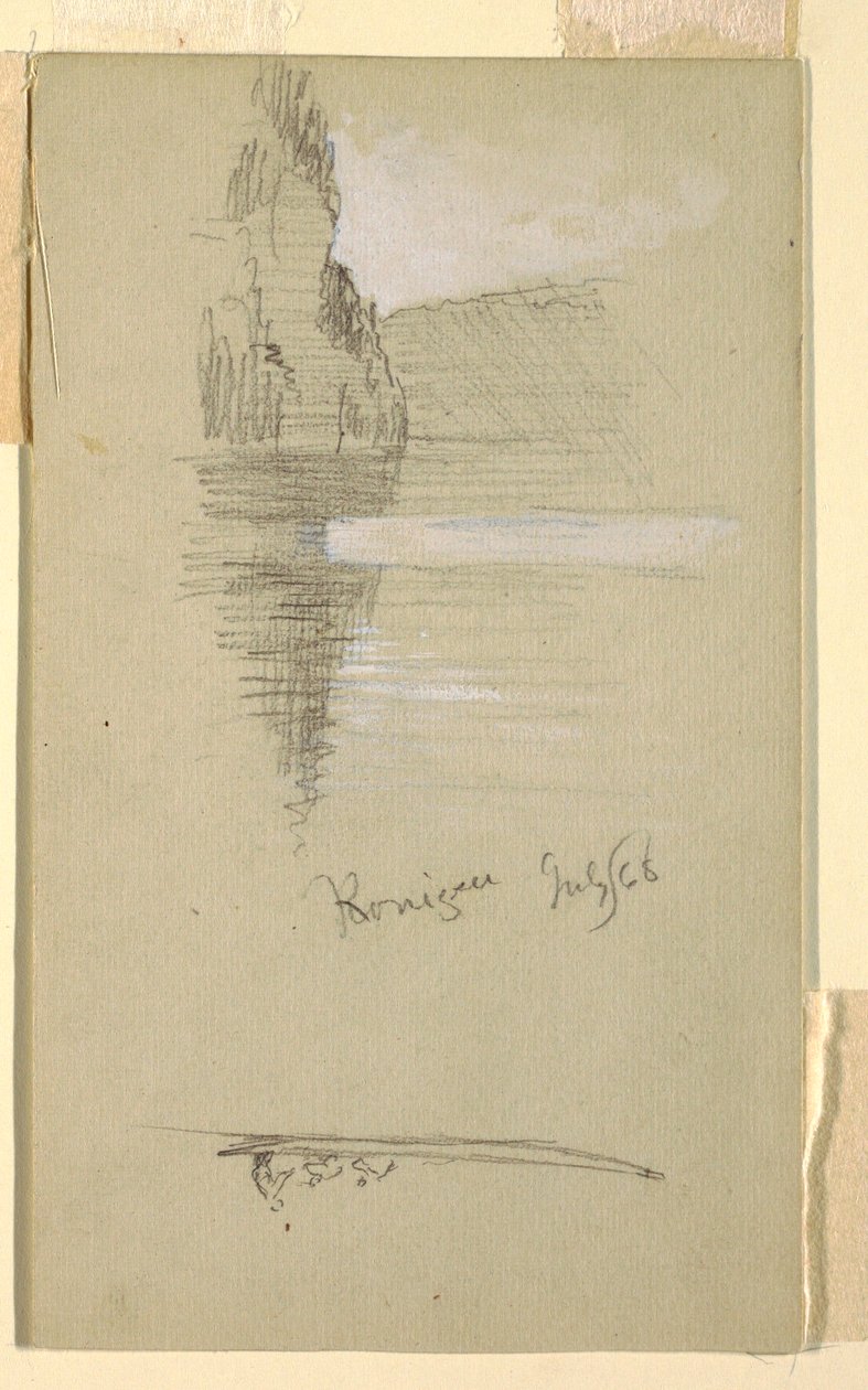 Piirros, ranta, Königssee lähellä Berchtesgadenin Baijeria, heinäkuu 1868. tekijältä Frederic Edwin Church