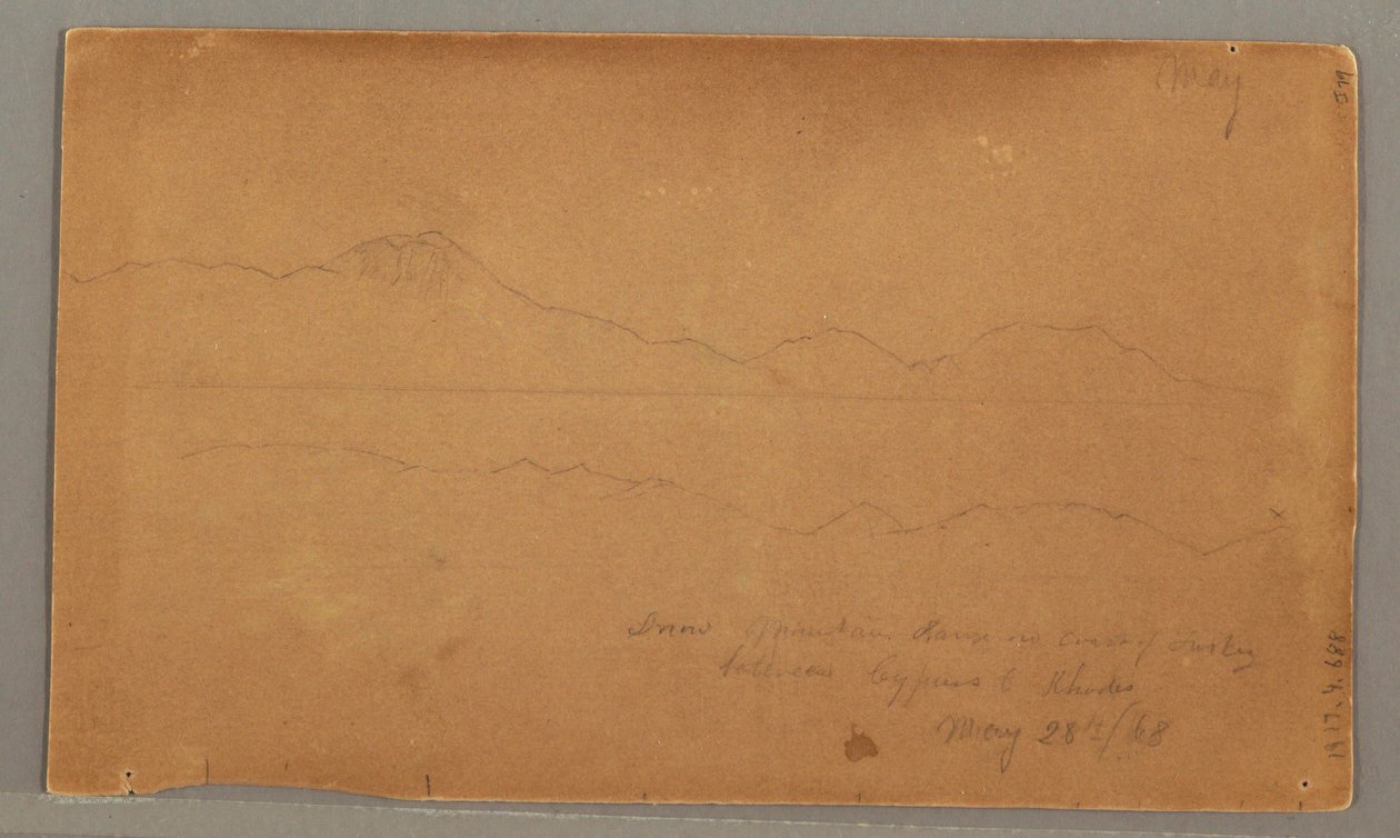 Piirustus, rakennuksen sivukuva, ikkuna, 29. toukokuuta 1868. tekijältä Frederic Edwin Church