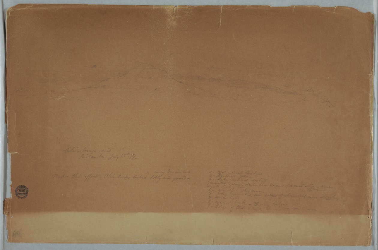 Piirustus. Luonnos. Chimborazo Riobambasta Ecuadorista tekijältä Frederic Edwin Church