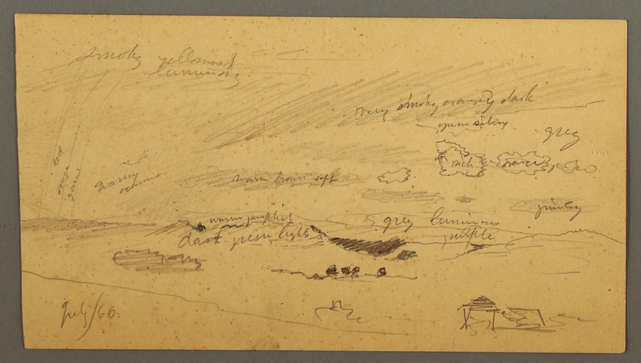 Piirros, Taivaan tutkiminen harjun ja sateenkaaren yllä, heinäkuu 1866. tekijältä Frederic Edwin Church