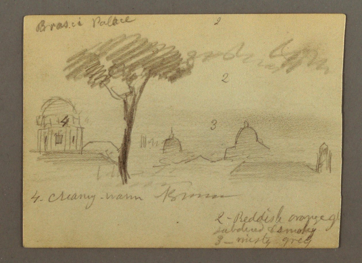 Piirros, Pietarinkirkko ja Vatikaani (pohjoisesta katsottuna), Rooma, Italia, tammikuu 1869. tekijältä Frederic Edwin Church