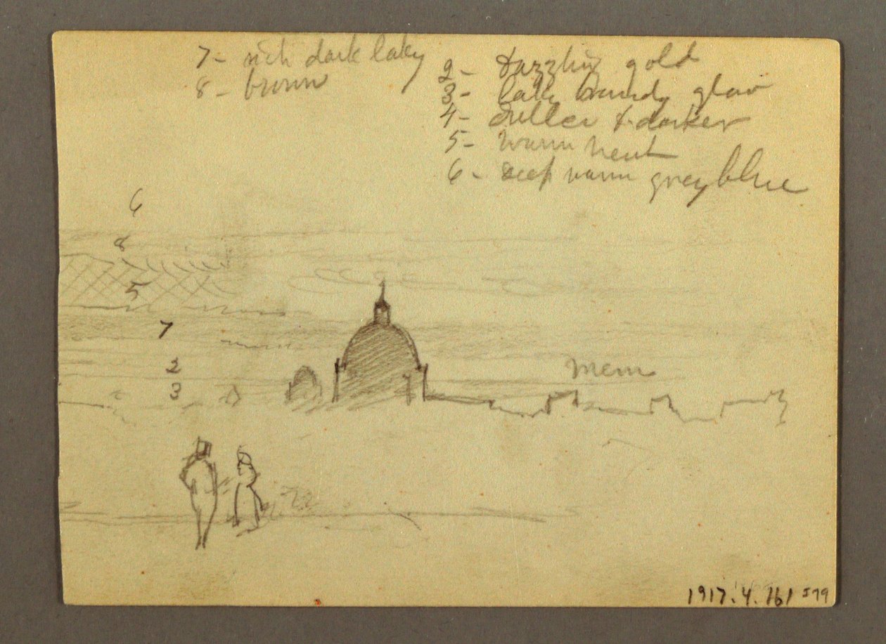 Piirros, Pietarinkirkko ja Vatikaani (pohjoisesta katsottuna), Rooma, Italia, tammikuu 1869. tekijältä Frederic Edwin Church