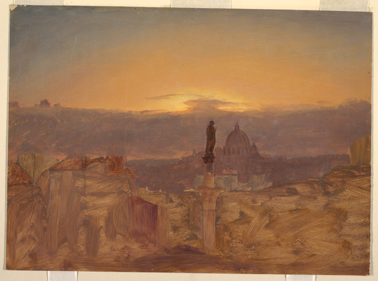 Piirros, Pietarinkirkko Pinciolta, Rooma, loppuvuosi 1868 tai alkuvuosi 1869. tekijältä Frederic Edwin Church