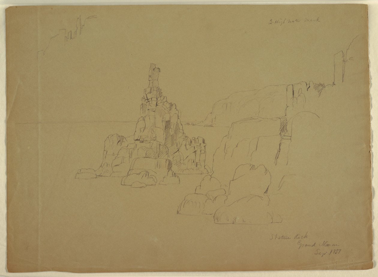Piirustus, "Statue Rock", syyskuu 1851 tekijältä Frederic Edwin Church