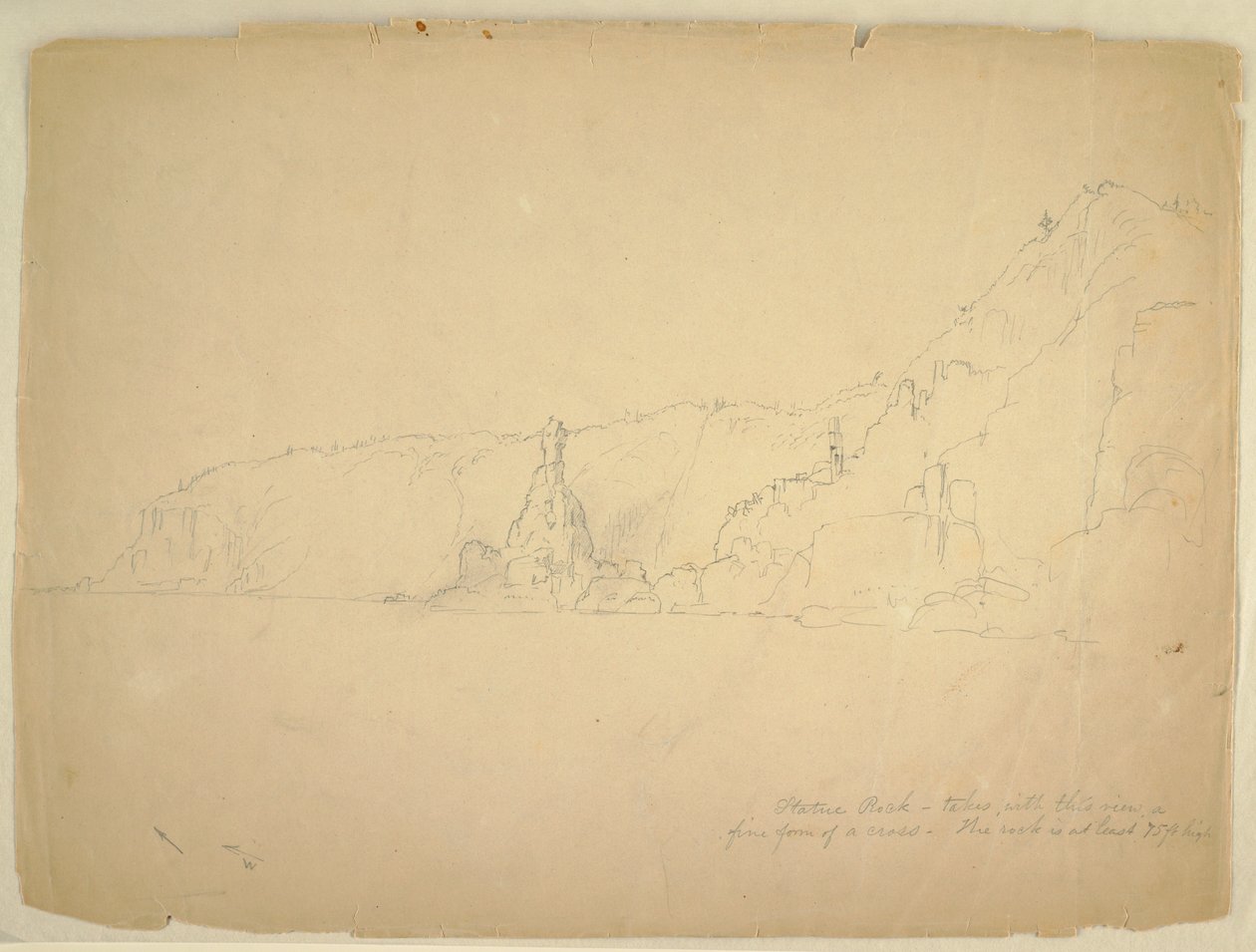Piirustus, "Statue Rock", syyskuu 1851 tekijältä Frederic Edwin Church